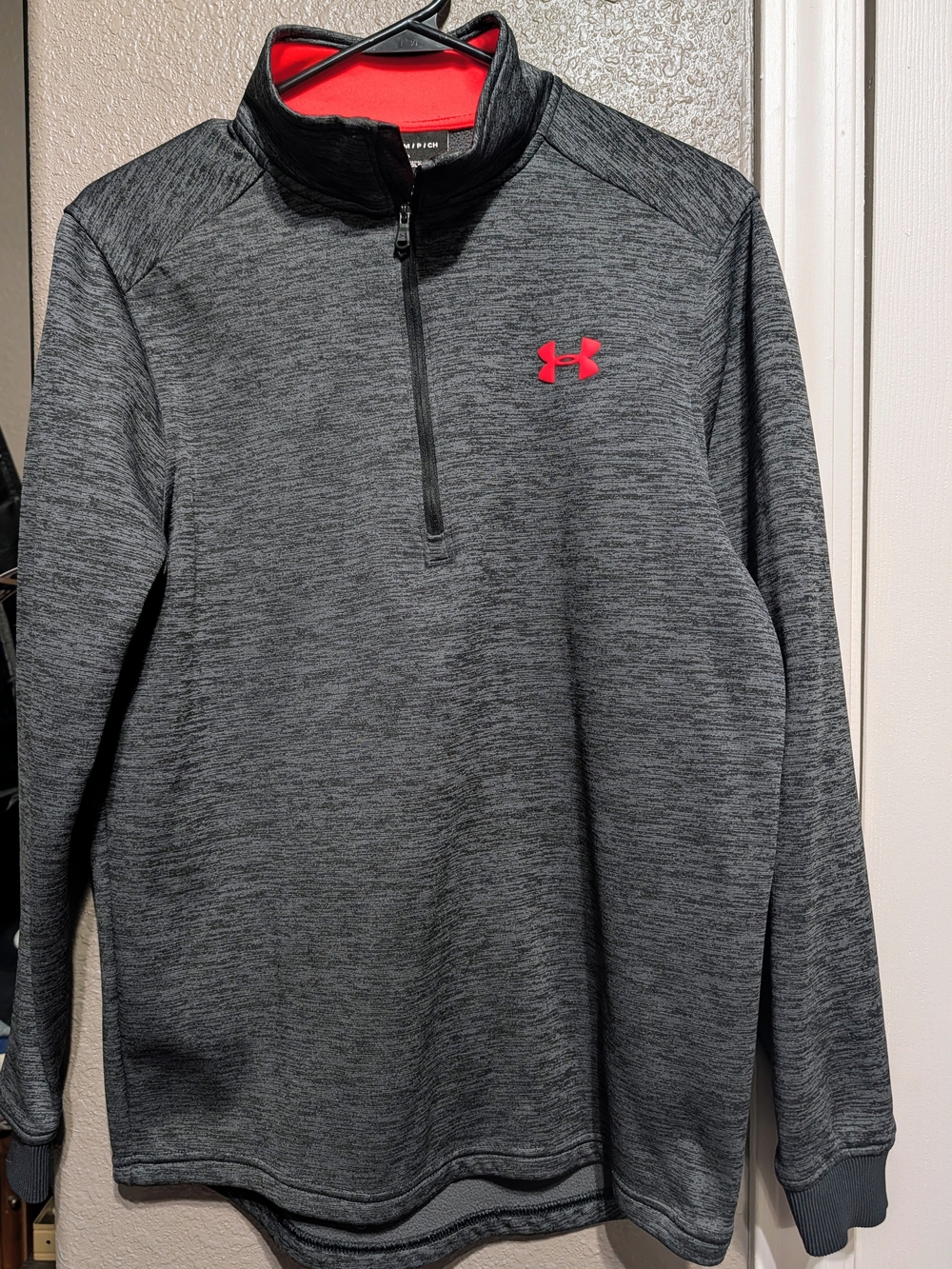 Under Armour Unisex Heather Gray 1/4 Zip Pullover with Red Logo